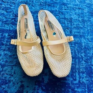 Steve Madden Cream Mesh Mary Jane Flats